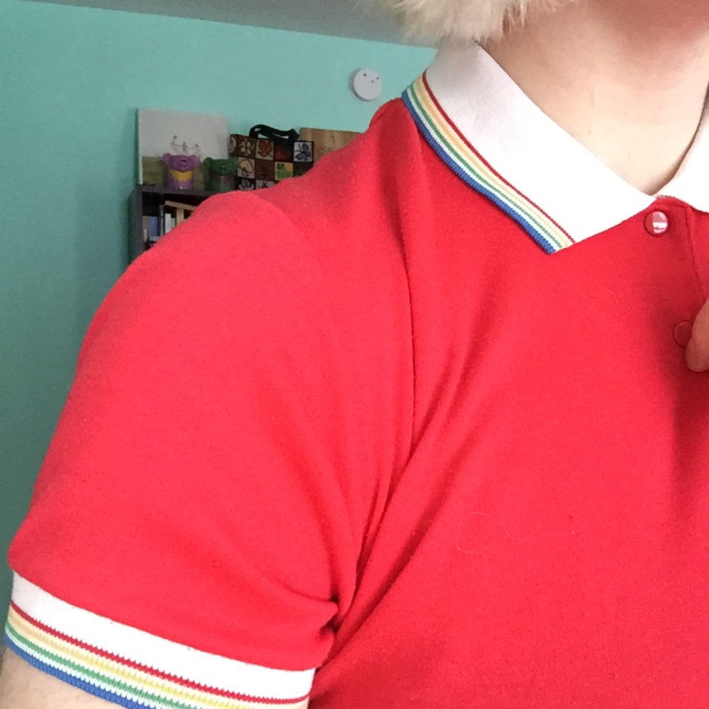 VINTAGE Rainbow Collar Polo Button Down